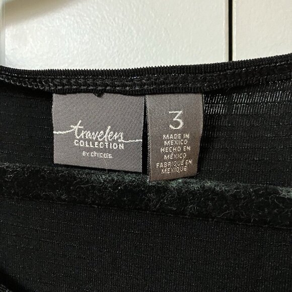 Chico’s Travelers Stripe Sparkling Black Womens Size 3 Tunic Blouse Top - Picture 2 of 5